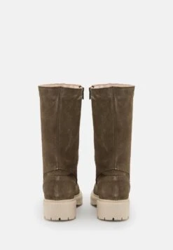 Pier One Leather Winter Boot - Boots - Khaki -Pier One Vogue 60e648fddcec4a66a5792e11ab31f968