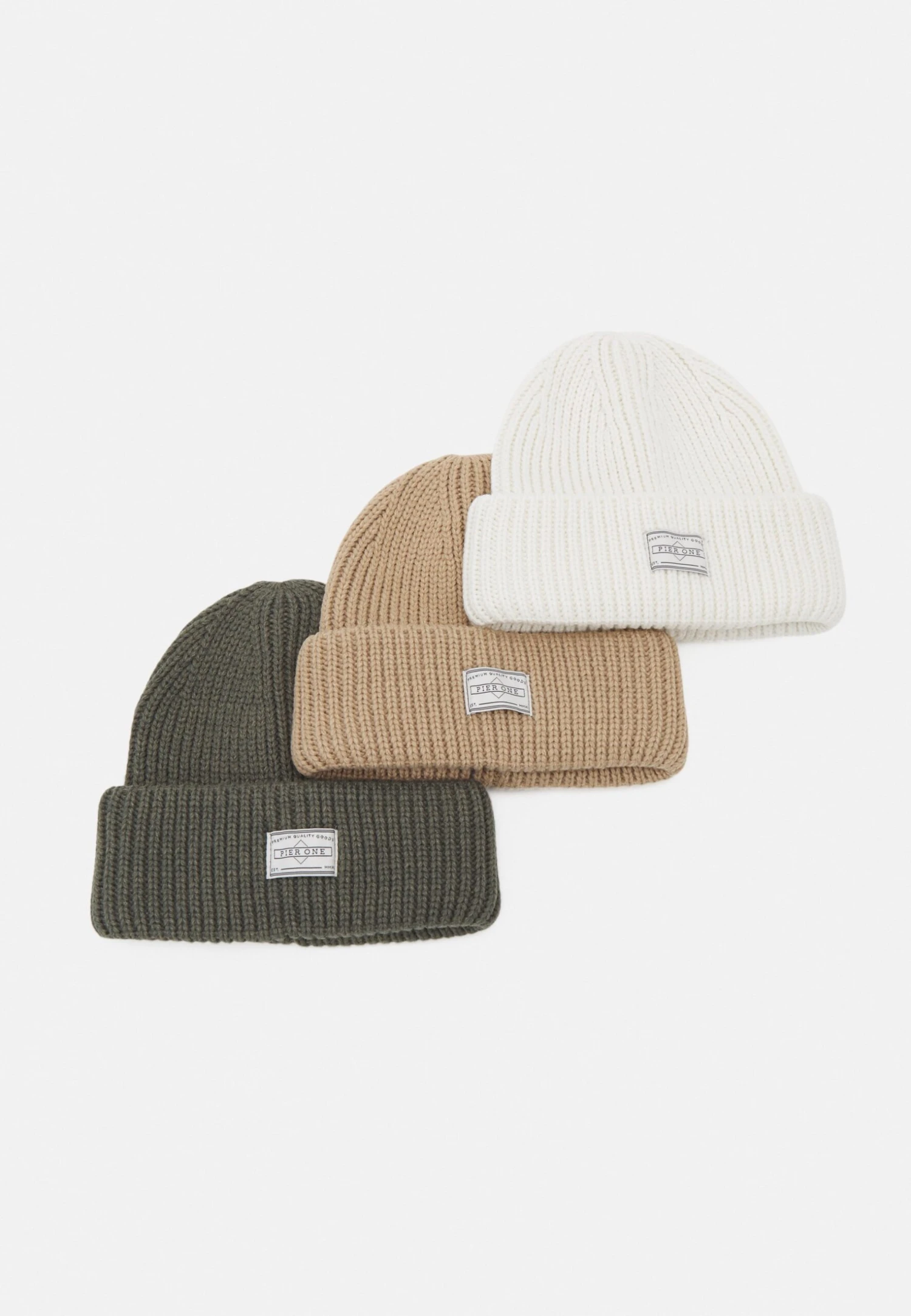 Pier One Unisex 3 Pack - Beanie - Beige/Green/White 3 Pier One Unisex 3 Pack - Beanie - Beige/Green/White