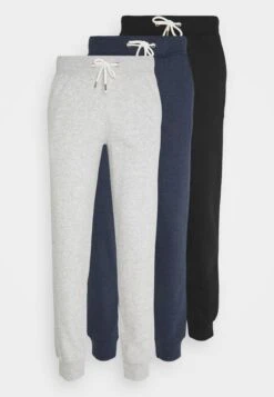 Pier One 3 Pack - Tracksuit Bottoms - Mottled Light Grey/Mottled Dark Blue/Black -Pier One Vogue 8c3338d4b3e5412990c15e9a08401e37