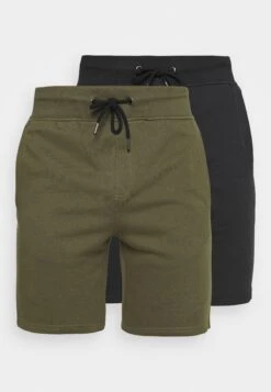 Pier One 2 Pack - Shorts - Black/Olive -Pier One Vogue 97446a5d1f4444a39e0756e4edaa81f0