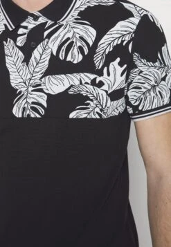 Pier One Yoke Mono- Polo Shirt - Black/White -Pier One Vogue 9a8d9cca97be4b81a142d25df7f7f6c2