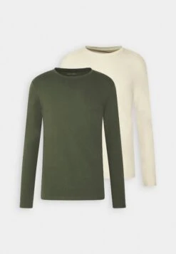 Pier One 2 Pack - Long Sleeved Top - Off-White/Dark Green -Pier One Vogue 9c9be42cf4404e85bbbe9c7022e4cedf
