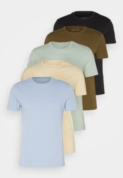 Pier One 5 Pack - Basic T-Shirt - Black/Light Blue/Khaki/Mint/Beige -Pier One Vogue aca2b3bc697c479e9ac206d11e42c90c