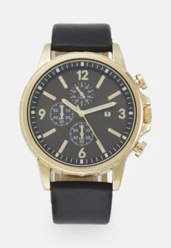 Pier One Unisex - Chronograph Watch - Black/Gold-Coloured