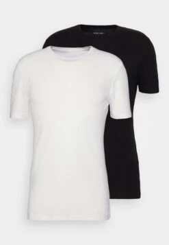 Pier One Slim Fit Ribbed T-Shirt 2 Pack - Basic T-Shirt - White/Black -Pier One Vogue bfa677da41c14e1ebbe1df5382fc7cd3