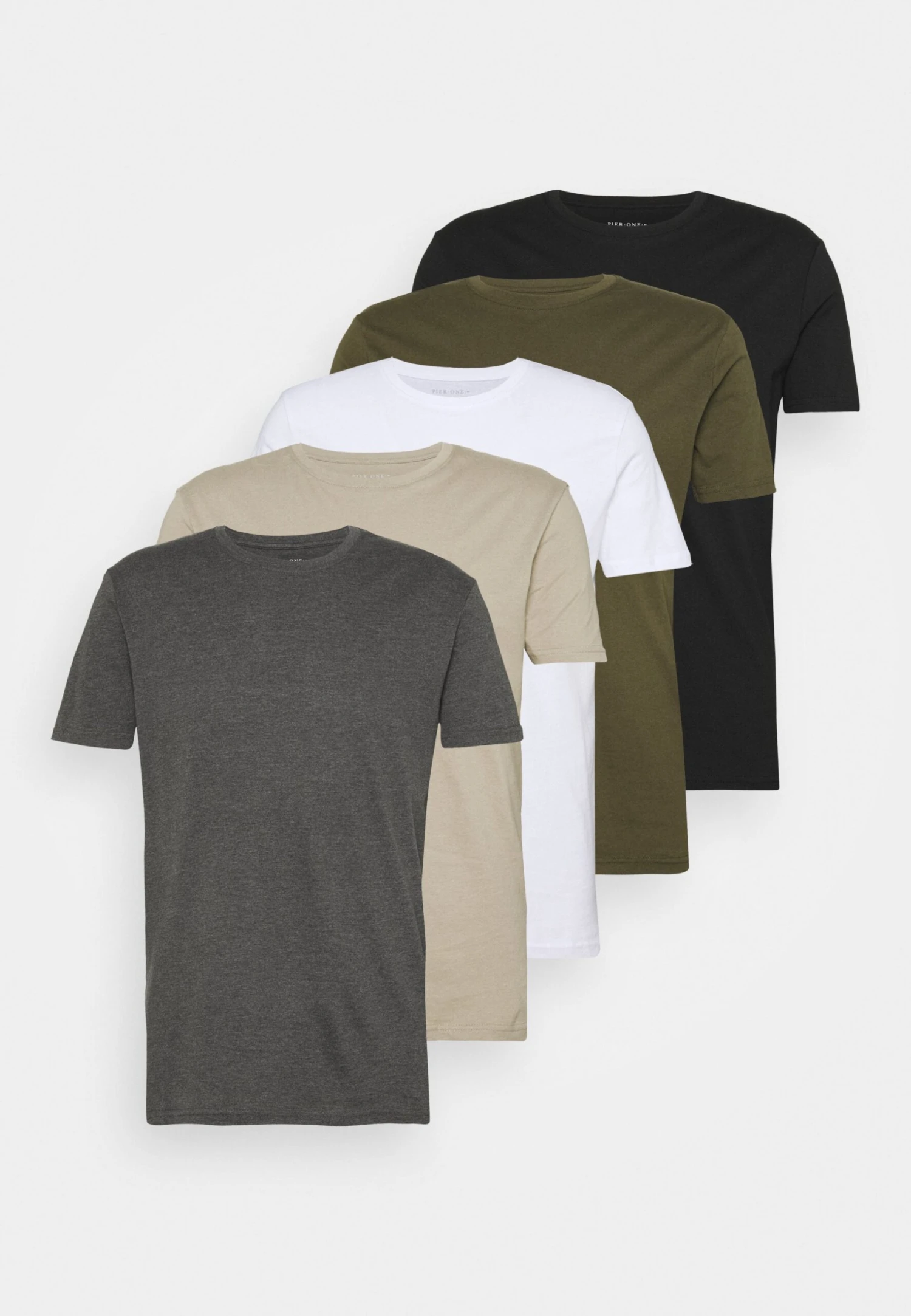 Pier One 5 Pack - Basic T-Shirt - White/Dark Grey/Black 8 Pier One 5 Pack - Basic T-Shirt - White/Dark Grey/Black - Image 6