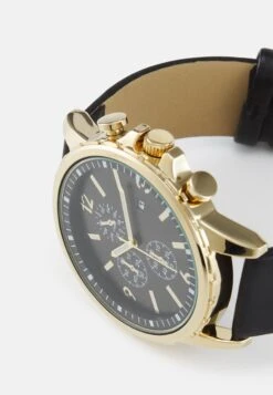 Pier One Unisex - Chronograph Watch - Black/Gold-Coloured -Pier One Vogue eec72deb7b2740719a136e412abc57b2