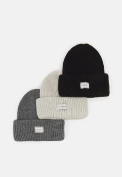 Pier One Unisex 3 Pack - Beanie - Black/Dark Grey/Off-White